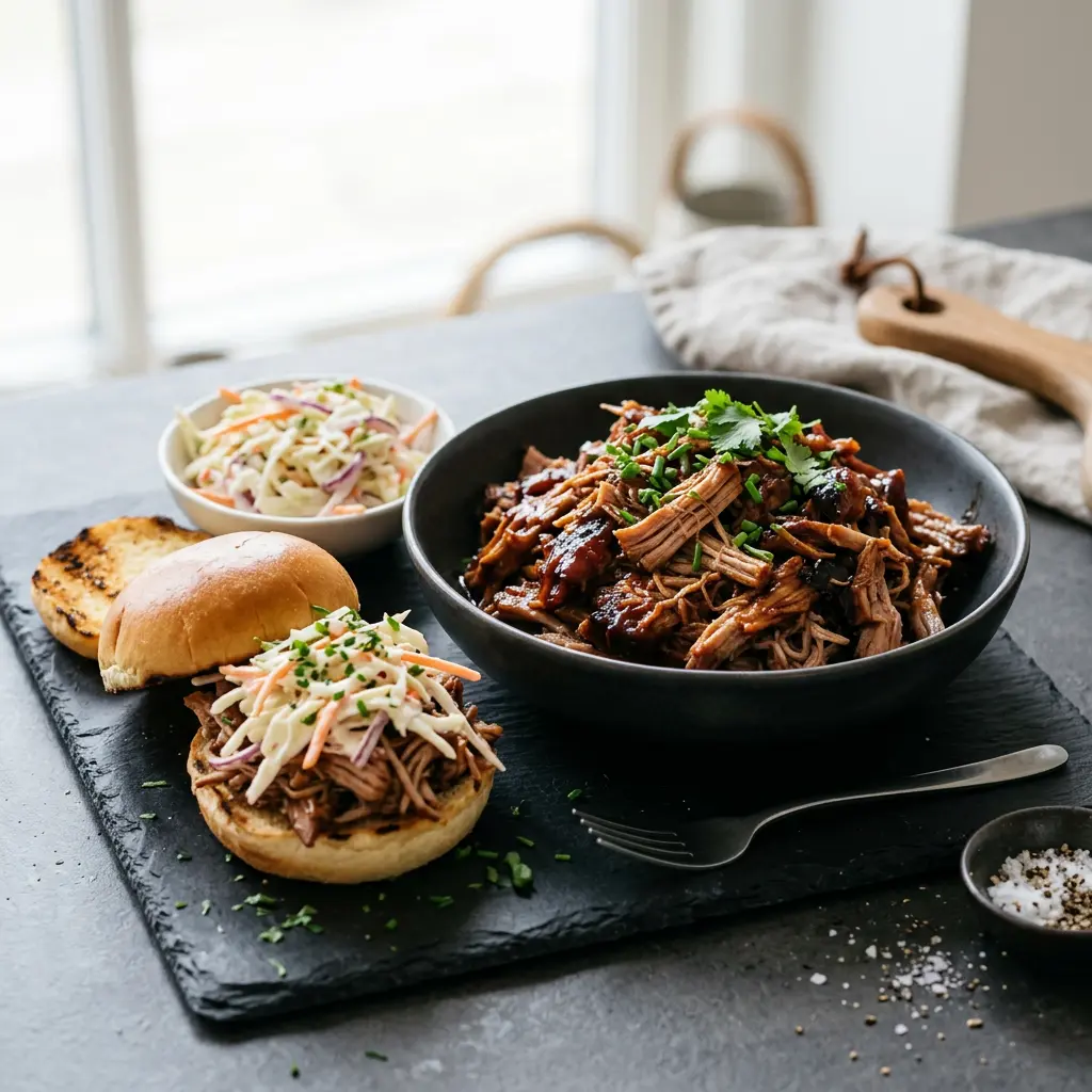 Foto av den ferdige oppskriften Pulled pork i airfryer