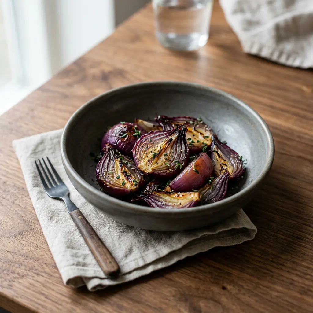 Foto av den ferdige oppskriften Rødløk i airfryer