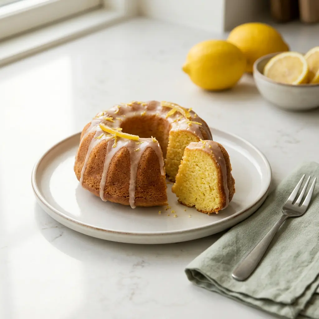 Foto av Sitronkake i airfryer som ferdig dessert eller bakverk fra airfryer