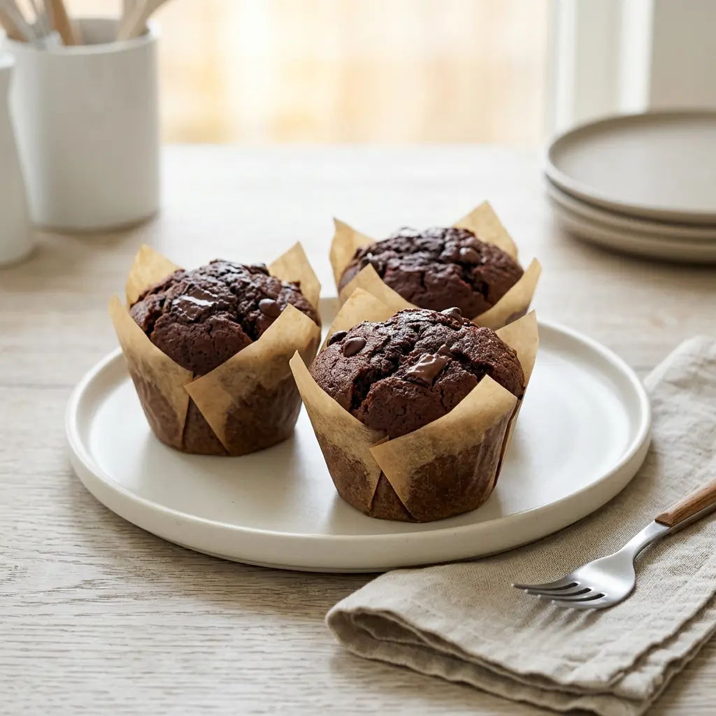 Foto av Sjokolademuffins i airfryer som ferdig dessert eller bakverk fra airfryer
