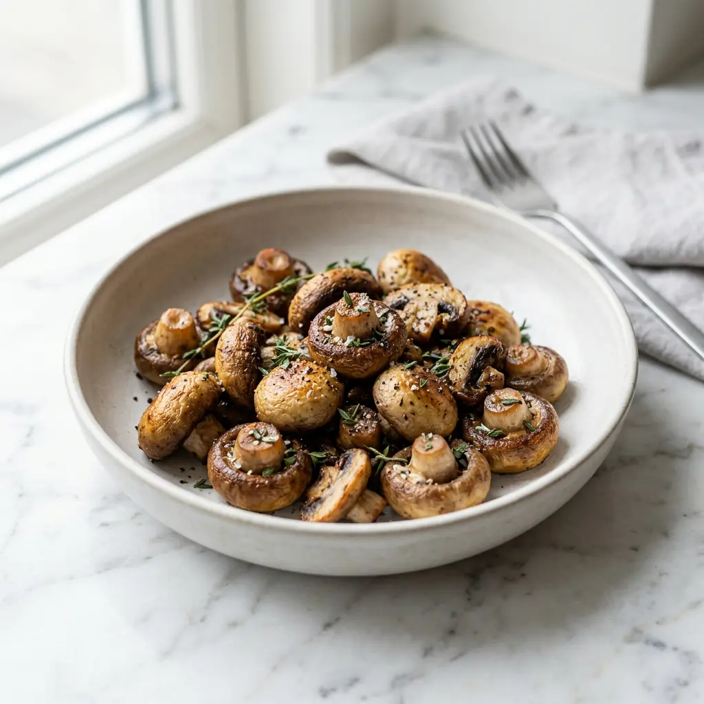 Foto av Sopp i airfryer med grønnsaker tilberedt i airfryer