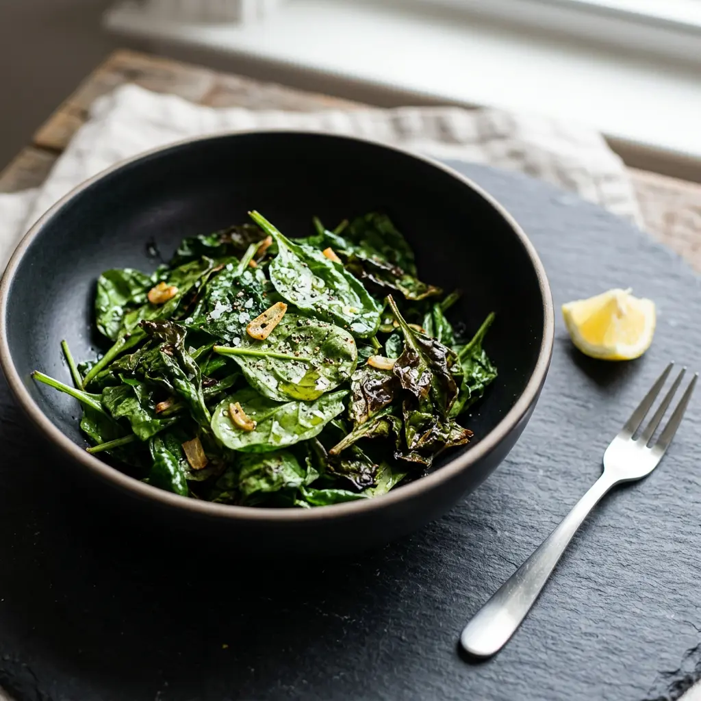 Foto av den ferdige oppskriften Spinat i airfryer
