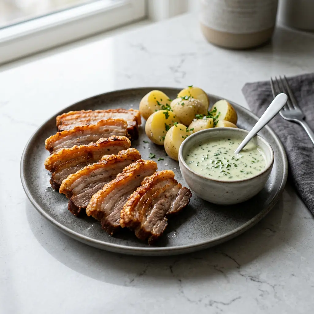 Foto av den ferdige oppskriften Stekt flesk i airfryer