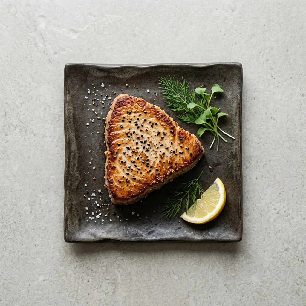 Foto av Tunfiskbiff i airfryer med ferdig tilberedt fisk eller skalldyr